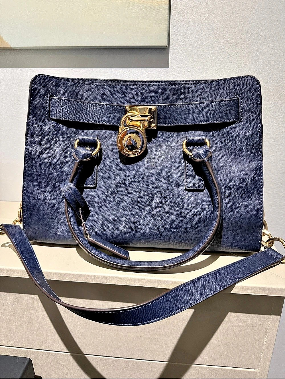 Michael Kors Hamilton Medium Satchel Blue Shoulder Bag